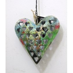 Serce z metalu z recyclingu 15x15cm